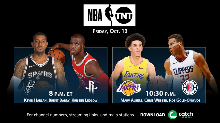 NBA on TNT Preseason Doubleheader to Feature Spurs/Rockets and Lakers