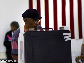   A man votes in Wilmington, North Carolina.