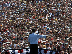 An estimated 75,000 people came out to support Barack Obama Sunday in Oregon.