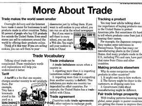 A cartoon insert in several national newspapers explains international trade for kids.