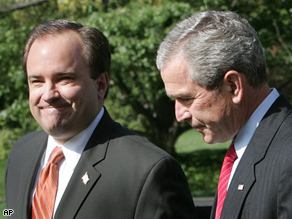 File photo of Scott McClellan and President Bush in 2006.