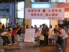 The Red Cross booth in Chongqing.