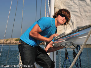 Zac Sunderland, 16, plans to sail around the world in a boat that he and his father fixed up.