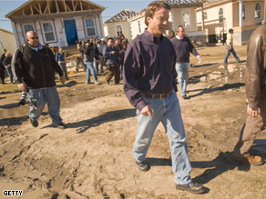 John Edwards after a speech in the Upper Ninth Ward in New Orleans in January 2008