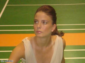 Looking glamorous on the court for a shoot.