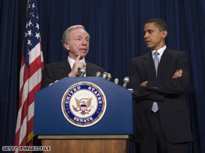 Some Democrats are becoming concerned by Sen. Lieberman's support for Sen. McCain and recent criticism of Sen. Barack Obama, pictured in this 2006 file photo with Lieberman.