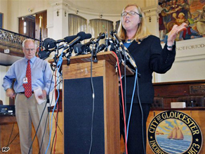 Mayor Carolyn Kirk speaks to the media following a meeting concerning the pregnancy pact, Monday.