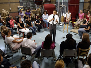 Sen. Barack Obama at a roundtable discussion in Albuquerque, N.M.