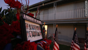 A memorial to the victims was erected at the apartment complex where suspect Maj. Nidal Malik Hasan lived.