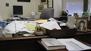 Morgenthau's desk is typically cluttered, but he remains sharp at age 90, observers say.