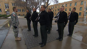 Students line up in formation at the New Mexico Military Institute in Roswell, New Mexico.