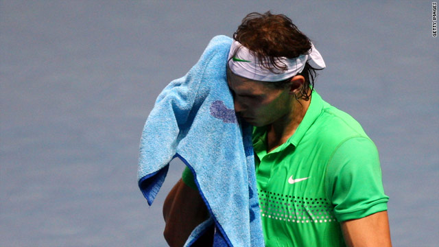 Nadal cut a dejected figure as he was easily beaten by Swede Soderling.