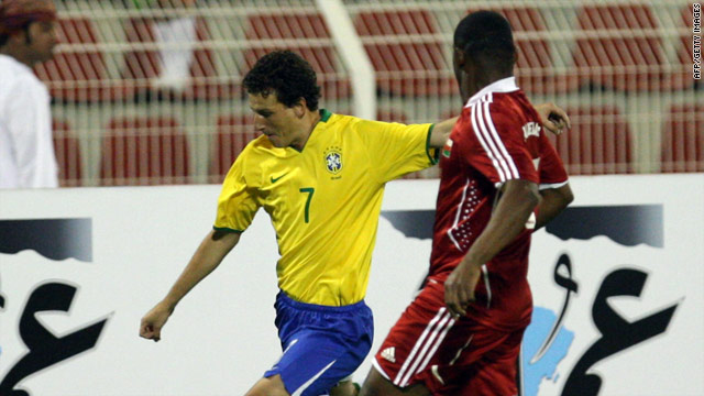 Brazilian midfielder Elano on the ball during the 2-0 victory over Oman.