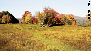 Fall color splashes the grounds of the Sterling and Francine Clark Art Institute in Williamstown.