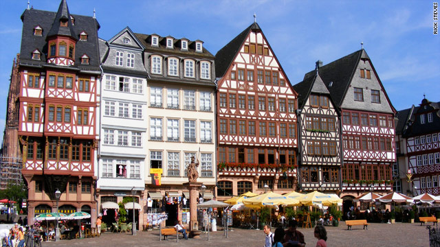 These buildings on Romerberg Square were built in 1983. The originals were destroyed during World War II.