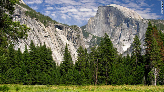 The amazing Half Dome, Yosemite's most distinctive monument, rises 8,842 feet above sea level.