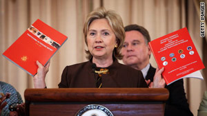 Secretary of State Hillary Clinton says the report aims "to shine the light brightly on ... modern slavery."