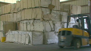 Suspect drywall boards have been stockpiled in warehouses.