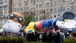 Cartoon balloon characters were inflated in a public ceremony in New York on Wednesday.