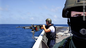 Dutch sailors patrol for pirates off the coast of Somalia earlier this year.
