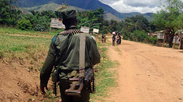 A soldier from the Congolese army [FARDC] patrolling in Mboko in south-Kivu, Democratic Republic of Congo, in early November.