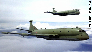 A Nimrod reconnaissance plane similar to these crashed near Kandahar in 2006.