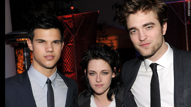 Actors Taylor Lautner, Kristen Stewart and Robert Pattinson arrive at the after-party for the premiere of "The Twilight Saga: New Moon" in Los Angeles.