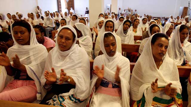 Ethiopian domestic workers attend church services in Beirut, Lebanon.
