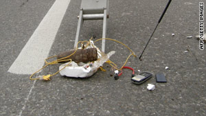 The Iraqi military displays a car bomb built to be triggered by a cell phone in Baghdad on Wednesday.