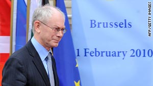 EU President Herman Van Rompuy said Greece must tackle its huge debt.