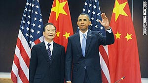 U.S. President Barack Obama and Chinese Premier Wen Jiabao at the U.N. General Assembly Thursday in New York.