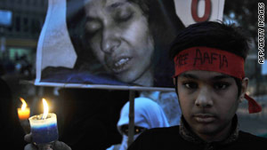 Aafia Siddiqui's son participates in an anti-U.S. protest in Karachi, Pakistan, on January 19.