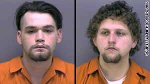 Daniel McAllister, left, and Jason Bourque are charged in one fire and are suspected in others, authorities say.