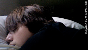 A webcam image provided by attorney Mark Haltzman shows high school student Blake Robbins sleeping.