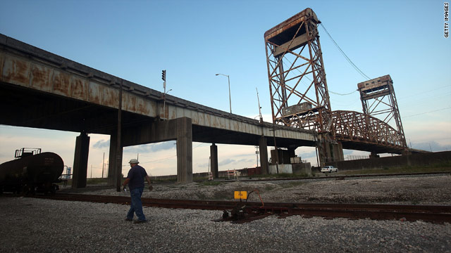 The Danziger Bridge on U.S. 90 carries traffic across the Industrial Canal in New Orleans, Louisiana.