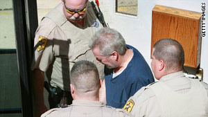 Drew Peterson, shown at his arraignment, has pleaded not guilty to charges he killed his third wife. His fourth wife is missing.