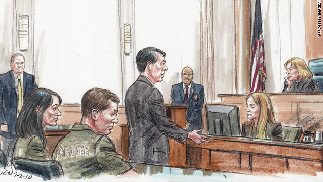 Alleged Russian spy suspects Patricia Mills and Michael Zottoli (left foreground) appear in court on July 2, 2010 in Alexandria, Virginia.