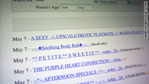 The Craigslist website has been under fire for allegations that it promotes prostitution.