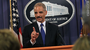 Attorney General Eric Holder announces a crackdown on websites selling Chinese-made counterfeit goods.