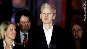 Julian Assange just after his release on bail in London, Thursday 16 December, 2010.