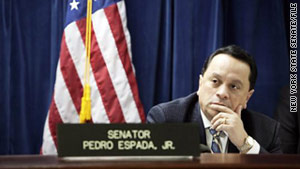 Outgoing New York state Sen. Pedro Espada Jr. and his son, Pedro, have been accused of embezzling $500,000.