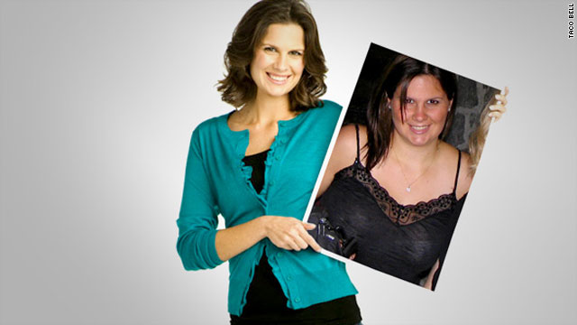 Christine Dougherty is the face of a Taco Bell ad campaign, flaunting her new figure after eating lower-calorie items.