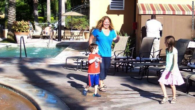 EJ Levy chases after her niece and nephew -- something that would have been impossible four years ago -- during a recent trip to Disney World in Florida.
