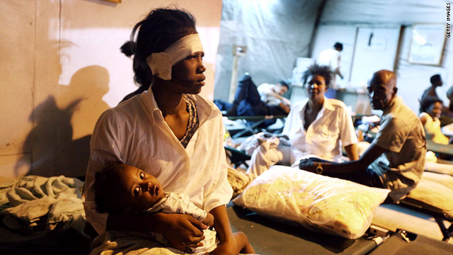 Haiti victims in a hospital.