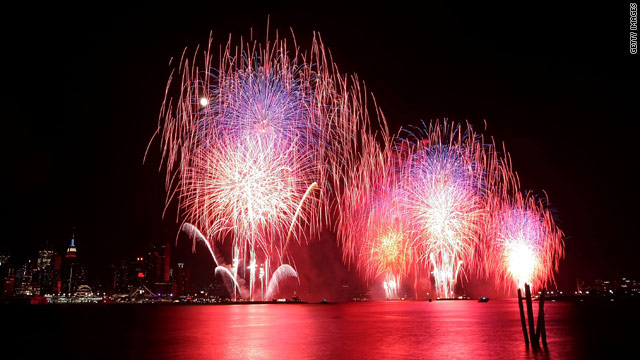 New York City puts on a spectacular fireworks show over the Hudson River in 2009.