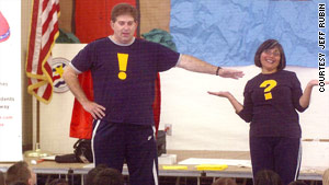 Jeff Rubin and Norma Martinez-Rubin visit schoolchildren for a punctuation workshop.