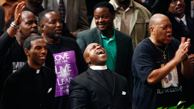 New Birth members cheer Bishop Eddie Long Sunday. But will they continue to cheer him in the days ahead?