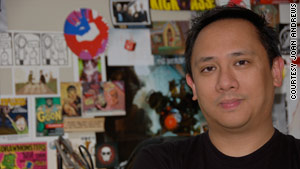 Geek A Week artist and creator Len Peralta at home in his studio.