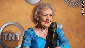Betty White with her Life Achievement Award at January's 16th Annual Screen Actors Guild Awards.