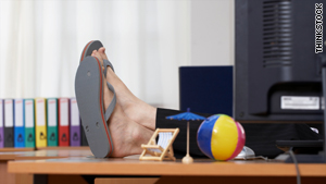 Flip-flops are recreational footwear and are not appropriate for the office.